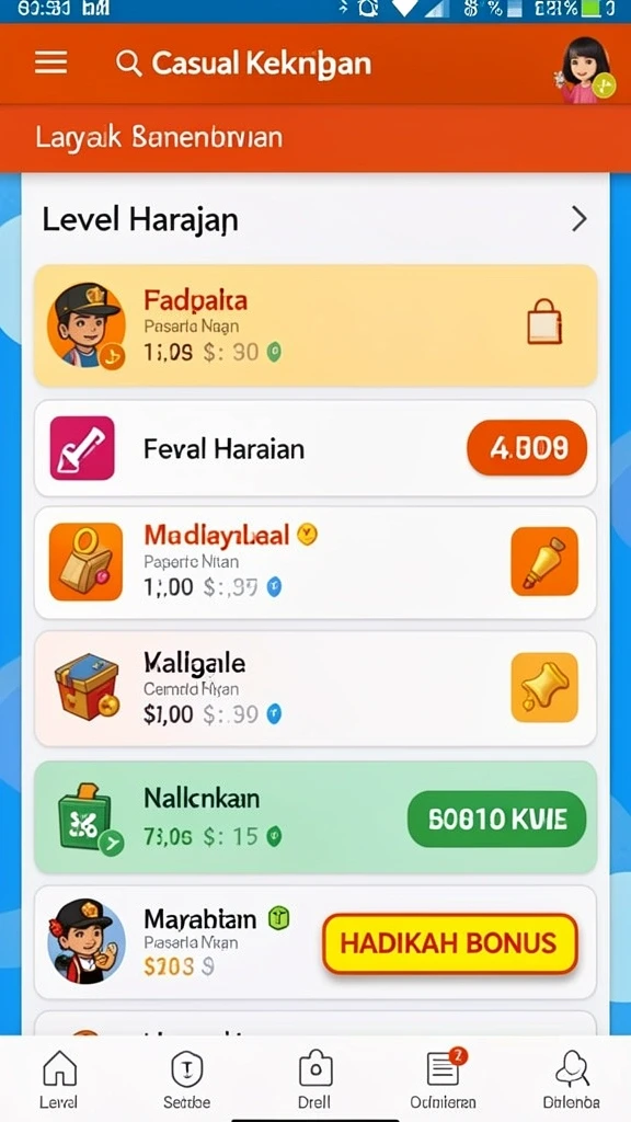 awanluck - Sistem level yang menantang dengan berbagai rintangan.
